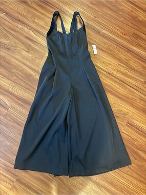 NWT- Anthropologie satin wide leg jumpsuit
With velvet trim